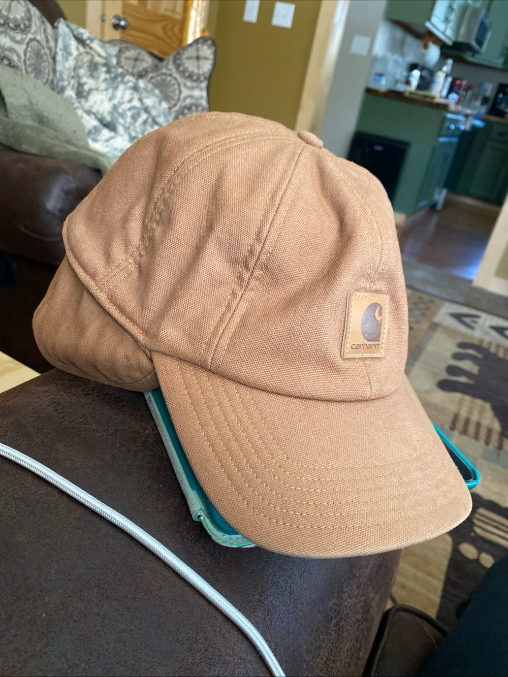 Carhartt Brown Cotton Duck Ear Flap Cap Lined Winter Hat 100141 Mens L/XL